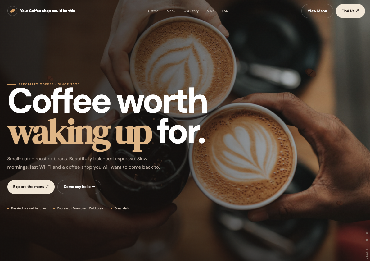 Coffee Shop / Café sample website preview