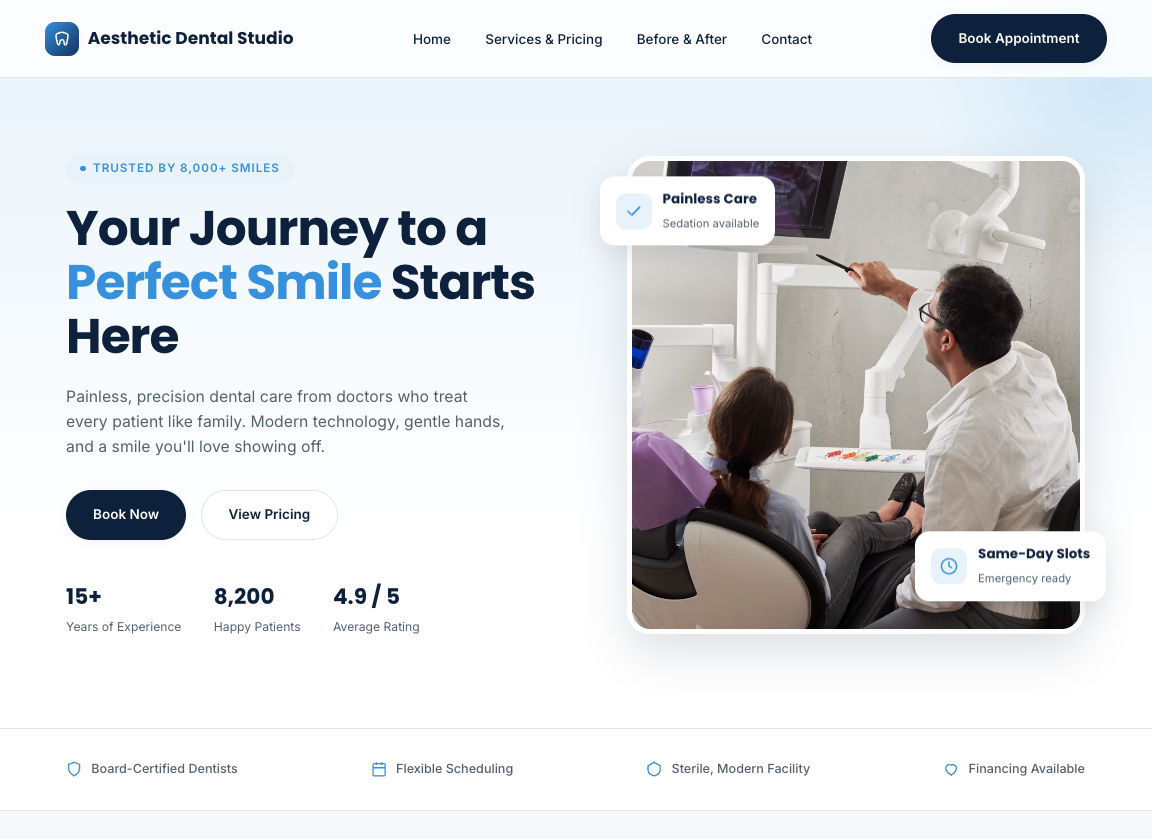 Dental Clinic sample website preview
