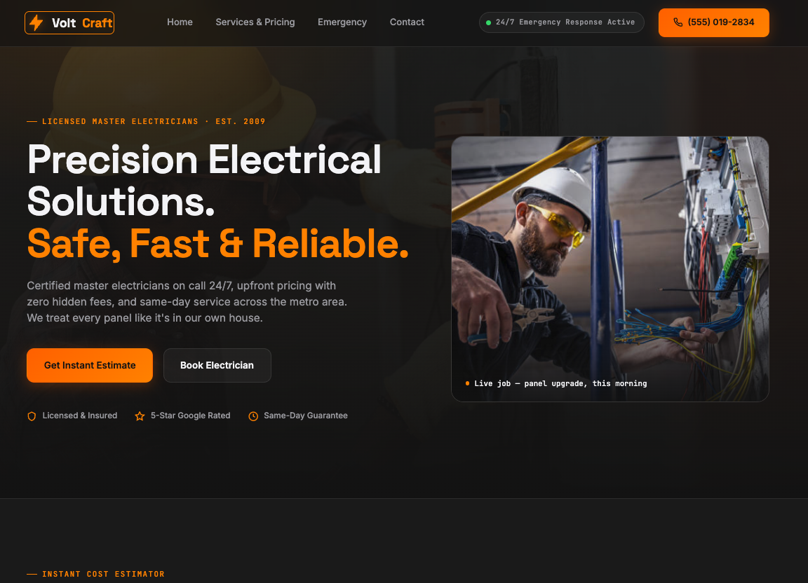 Electrician sample website preview