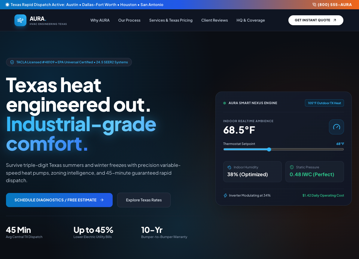 HVAC Services sample website preview