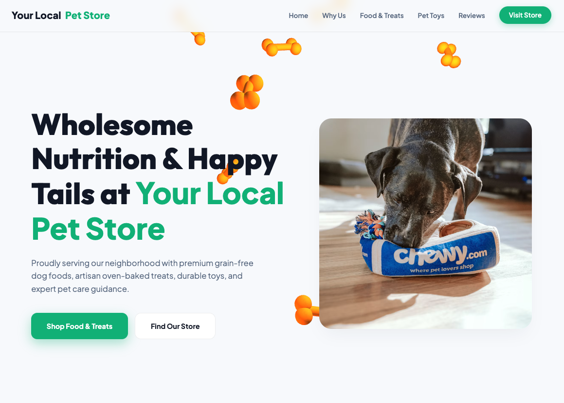 Pet Store sample website preview