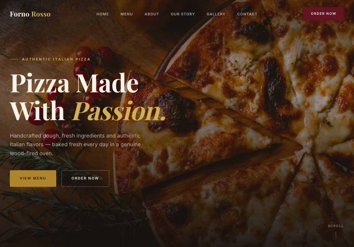 Pizza Restaurant — Concept 1 sample website preview