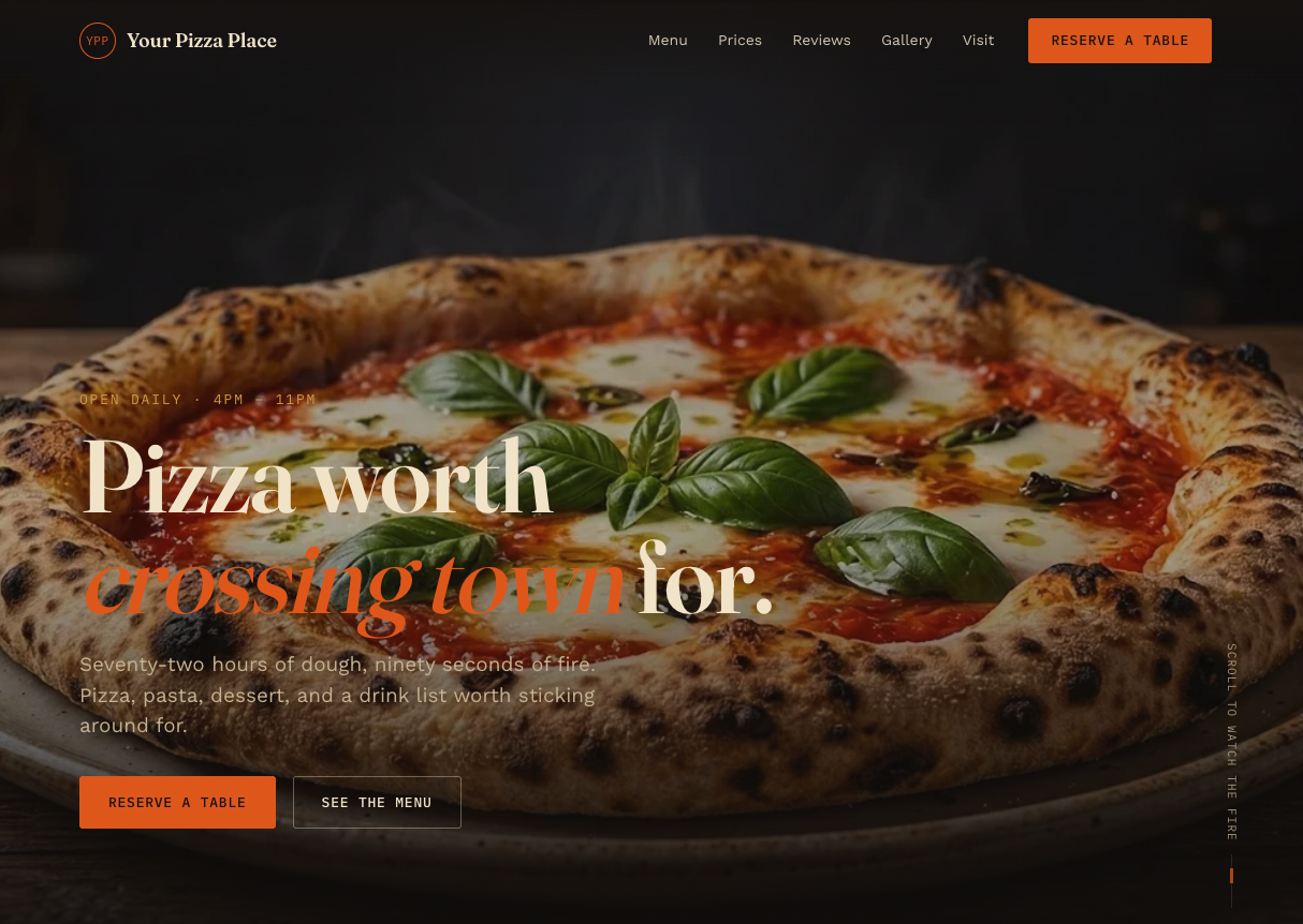 Pizza Restaurant — Concept 2 sample website preview