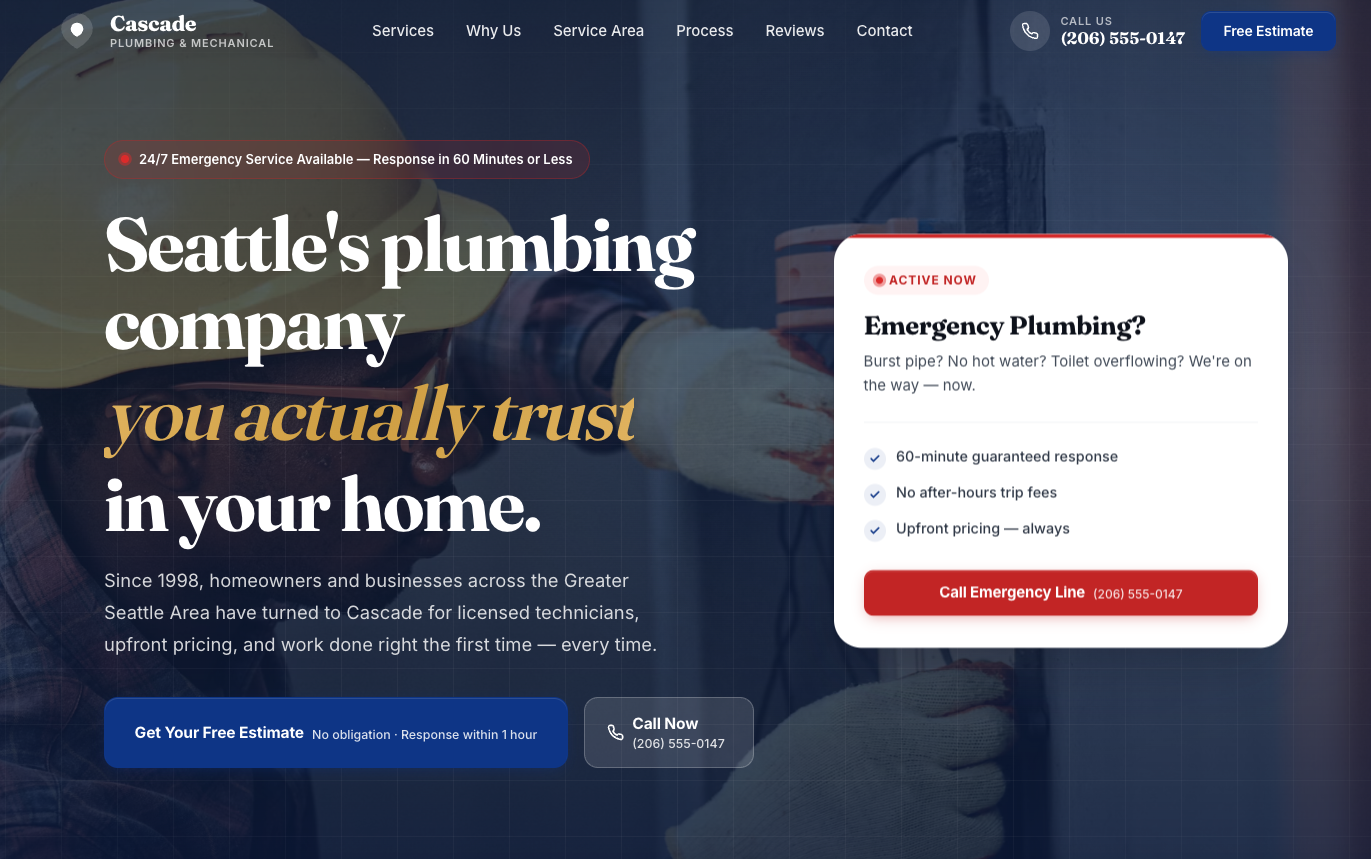 Plumber sample website preview
