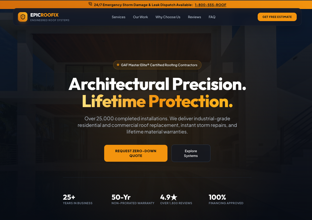 Roofing Company — Concept 2 sample website preview